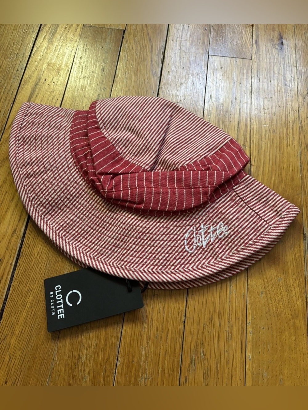 Clottee by Clot Mixed Stripe Bucket Hat Red